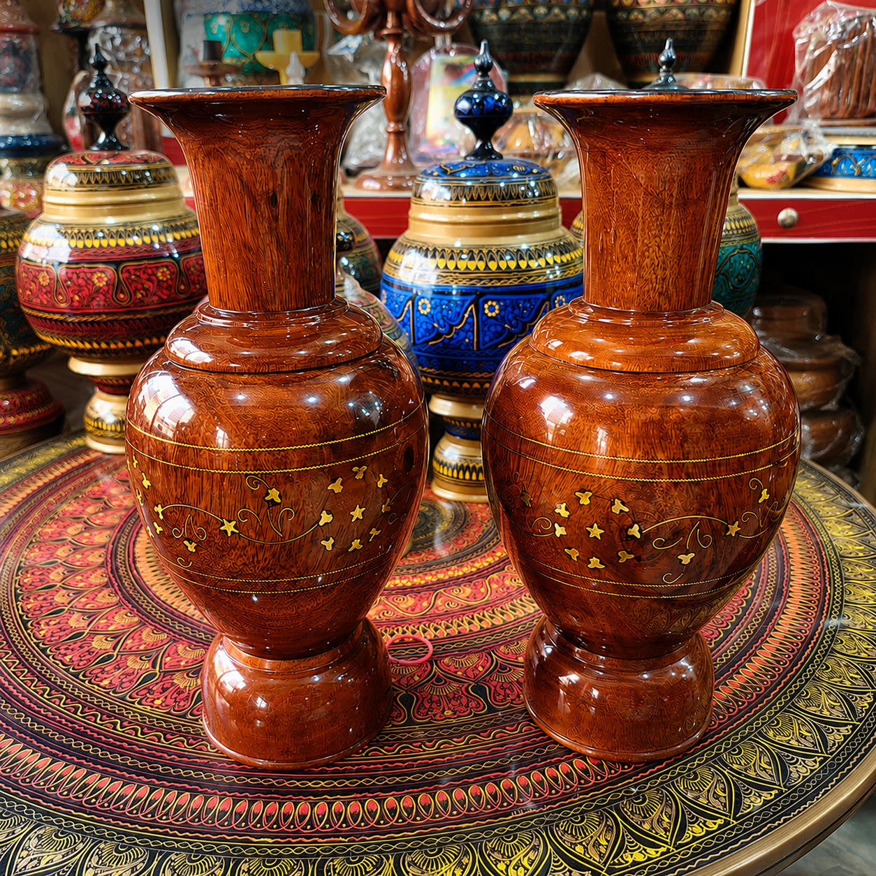 Handmade Sculptural Wooden Vase Set of 2, Organic Modern Decor for Living Room Table