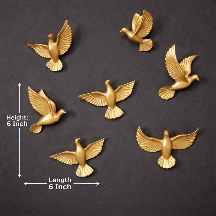 Luxury Gold Birds Wall Decor Set OF 6 - Modern Flying Bird Wall Art Sculpture