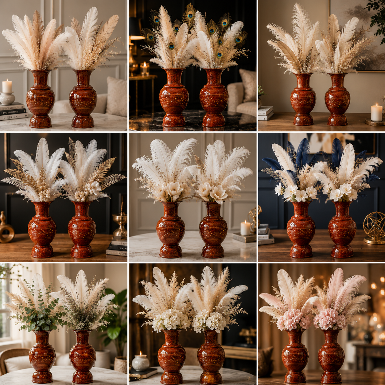 Handmade Sculptural Wooden Vase Set of 2, Organic Modern Decor for Living Room Table