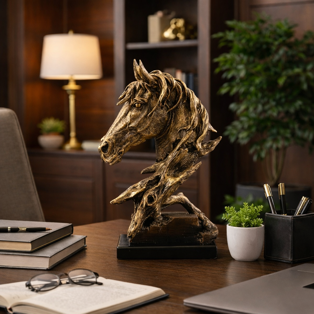 Luxury Resin Horse Sculpture Statue | Western Style Home & Office Decor