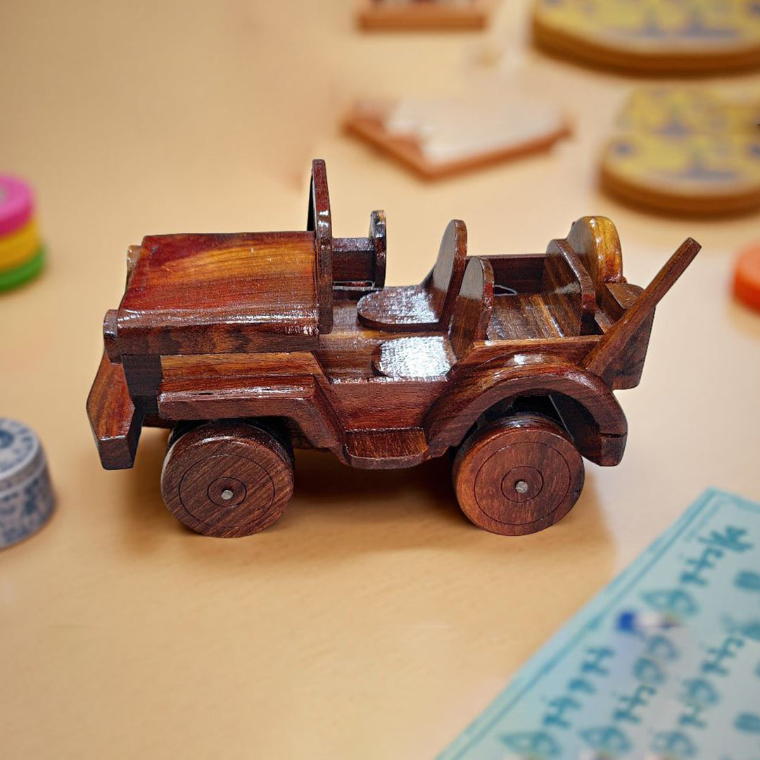Personalized Wooden Toy Jeep – Baby Boy Gift, Keepsake Birthday Present