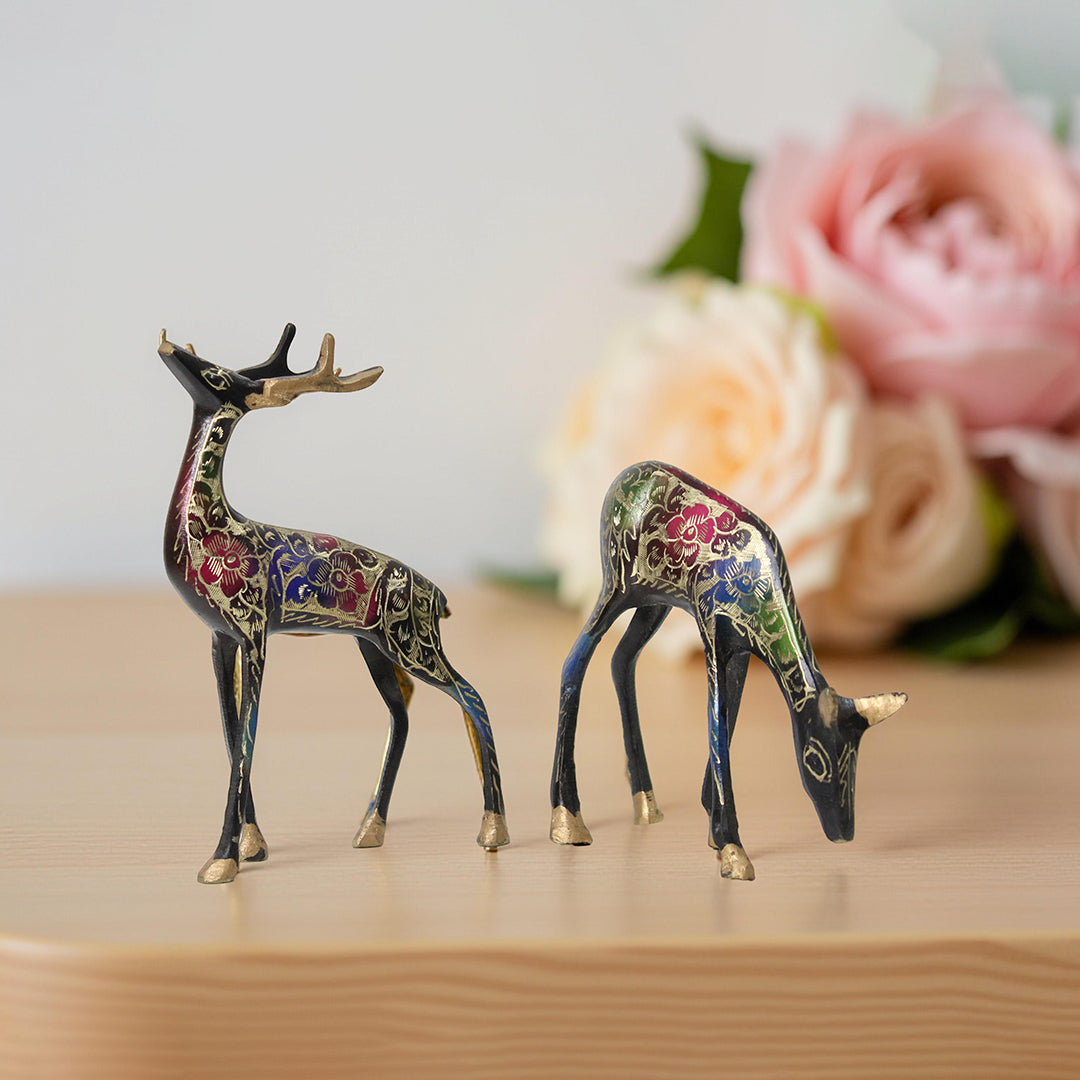 Vintage Brass Deer Pair
