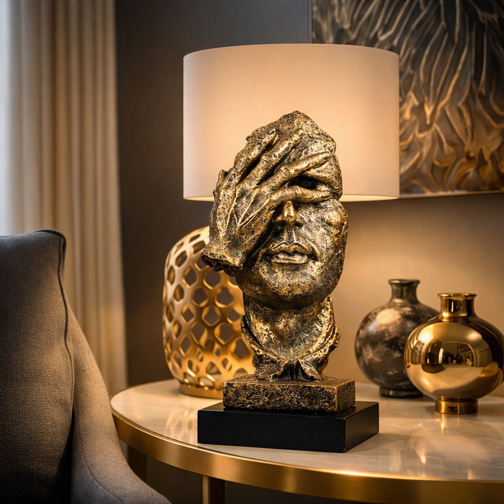 Abstract Face Sculpture Resin Statue, Modern Minimalist Face Figurine, Contemporary Art Decor, Table Shelf Desk Decor