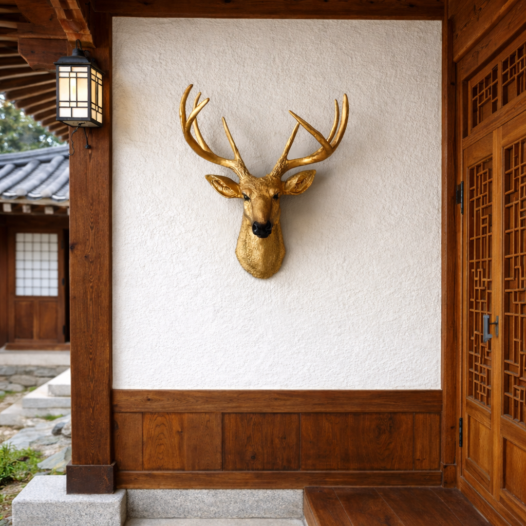 Gold Deer Head Wall Mount Decor , Modern Animal Head Decoration