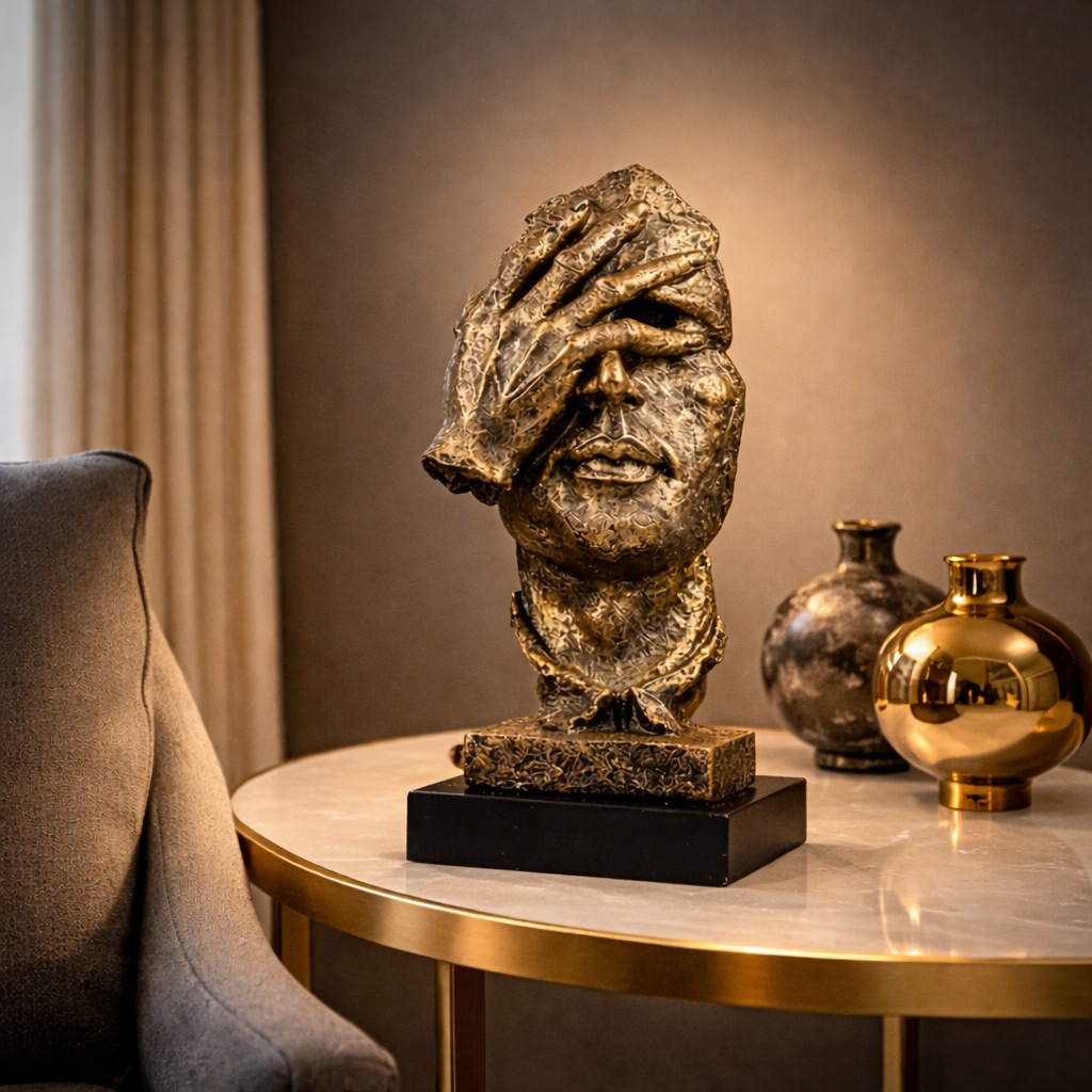 Abstract Face Sculpture Resin Statue, Modern Minimalist Face Figurine, Contemporary Art Decor, Table Shelf Desk Decor