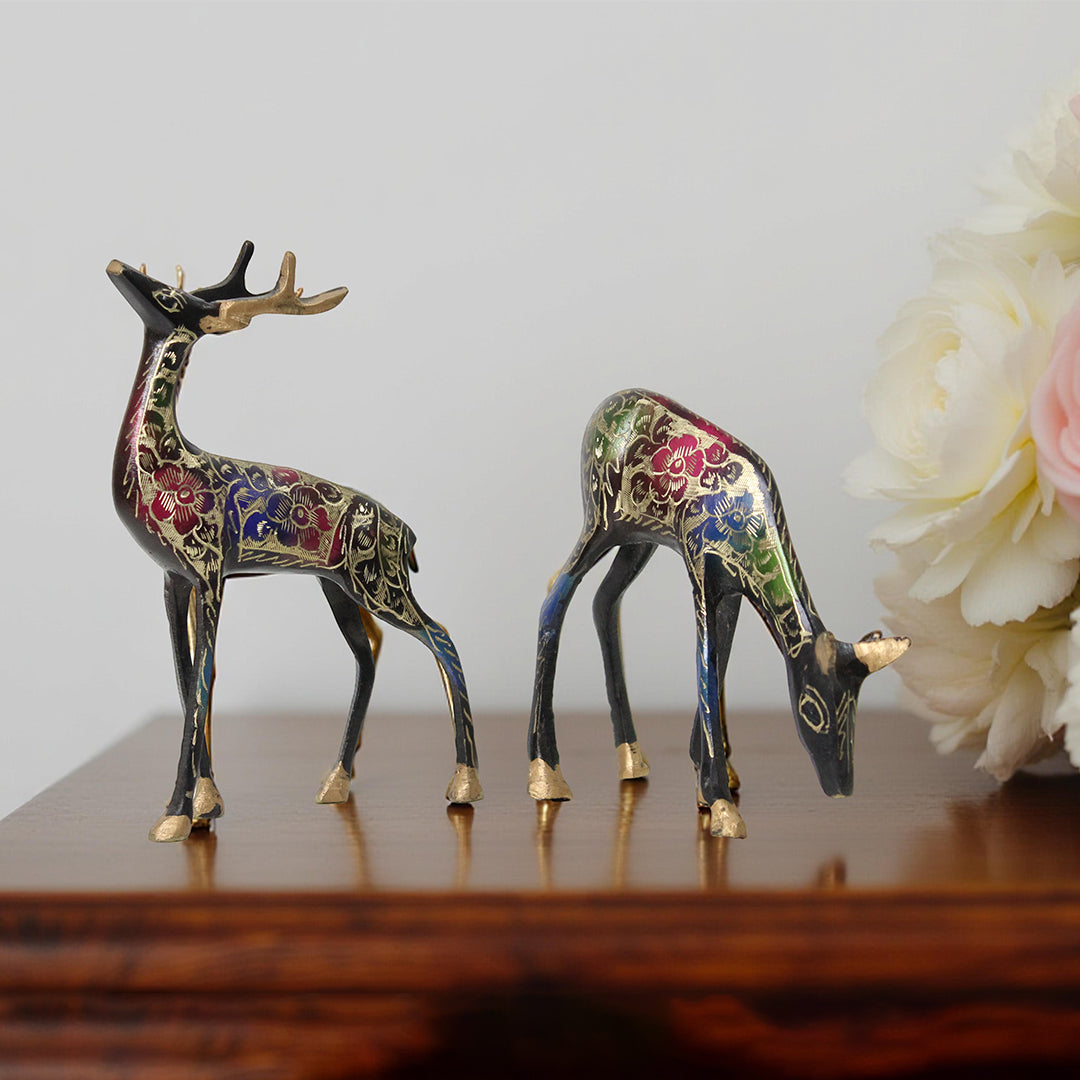Vintage Brass Deer Pair