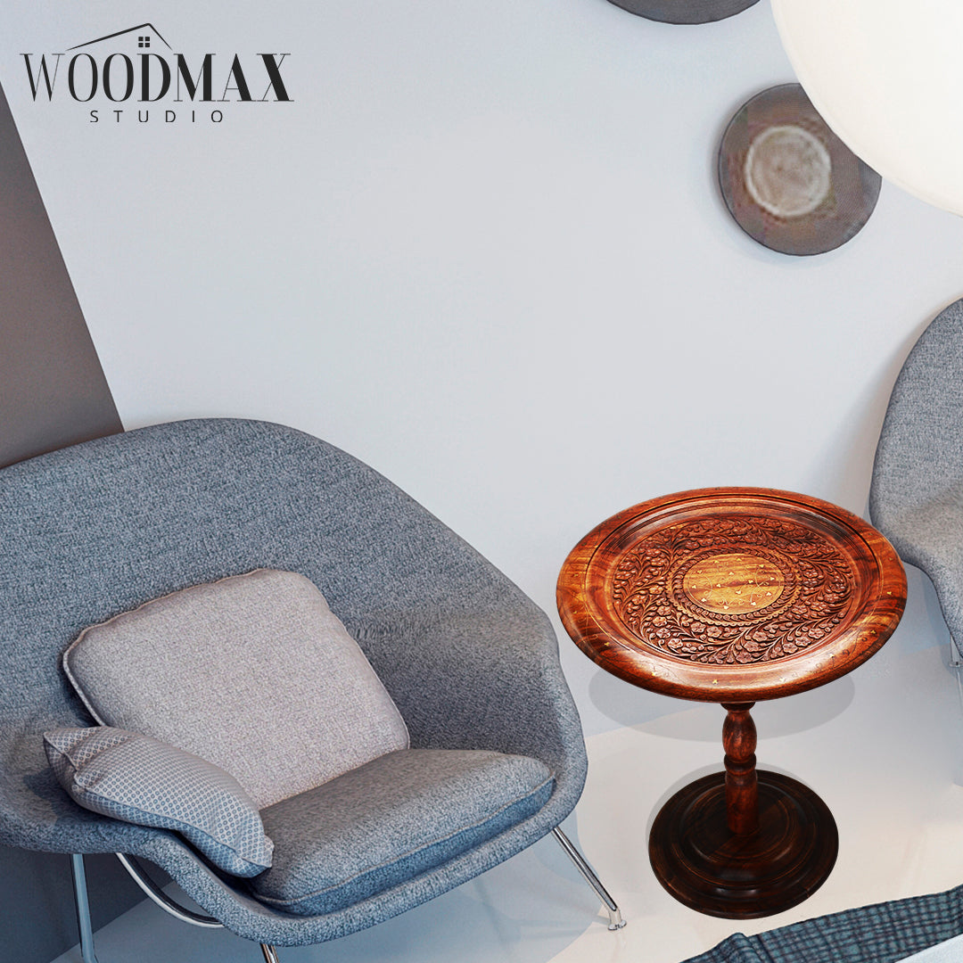 Handcrafted Wooden Brass Coffee Table