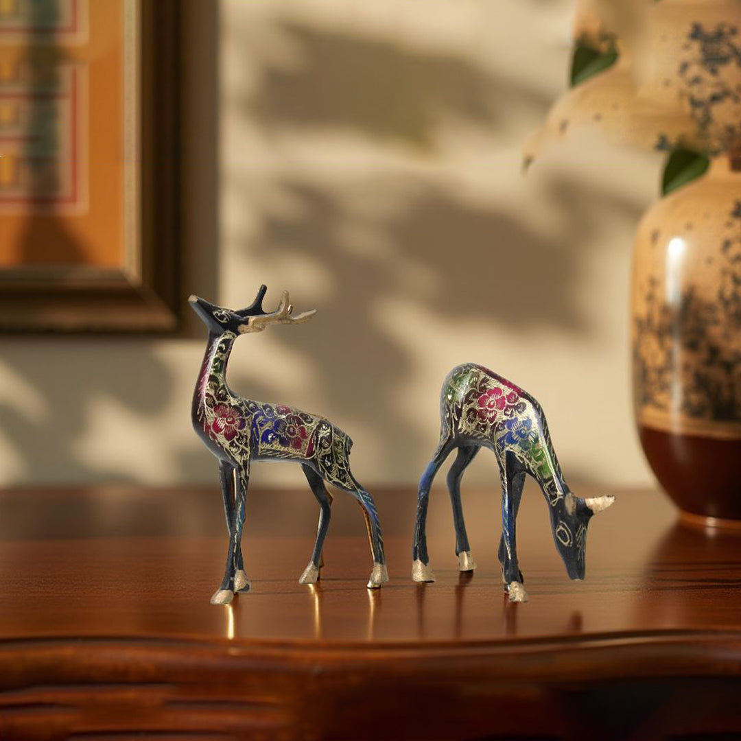 Vintage Brass Deer Pair