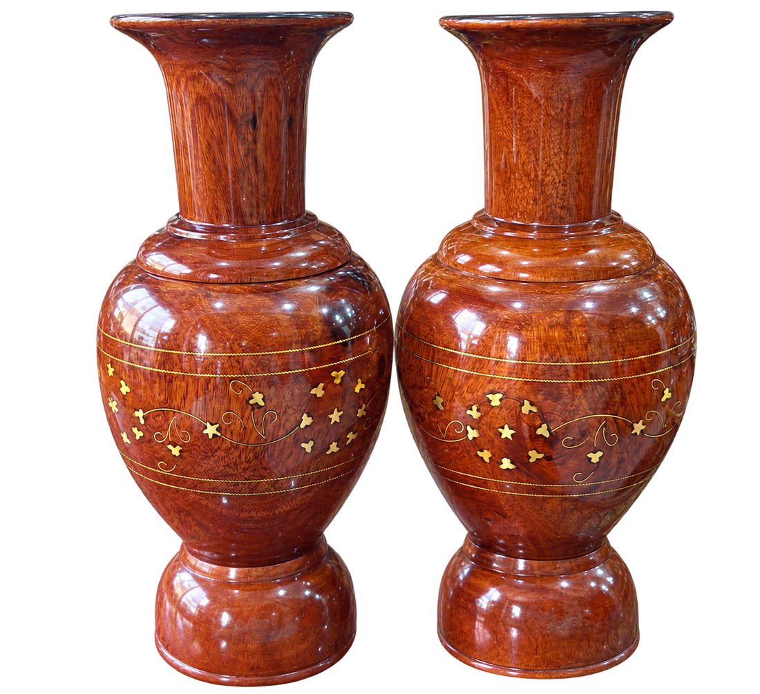 Handmade Sculptural Wooden Vase Set of 2, Organic Modern Decor for Living Room Table