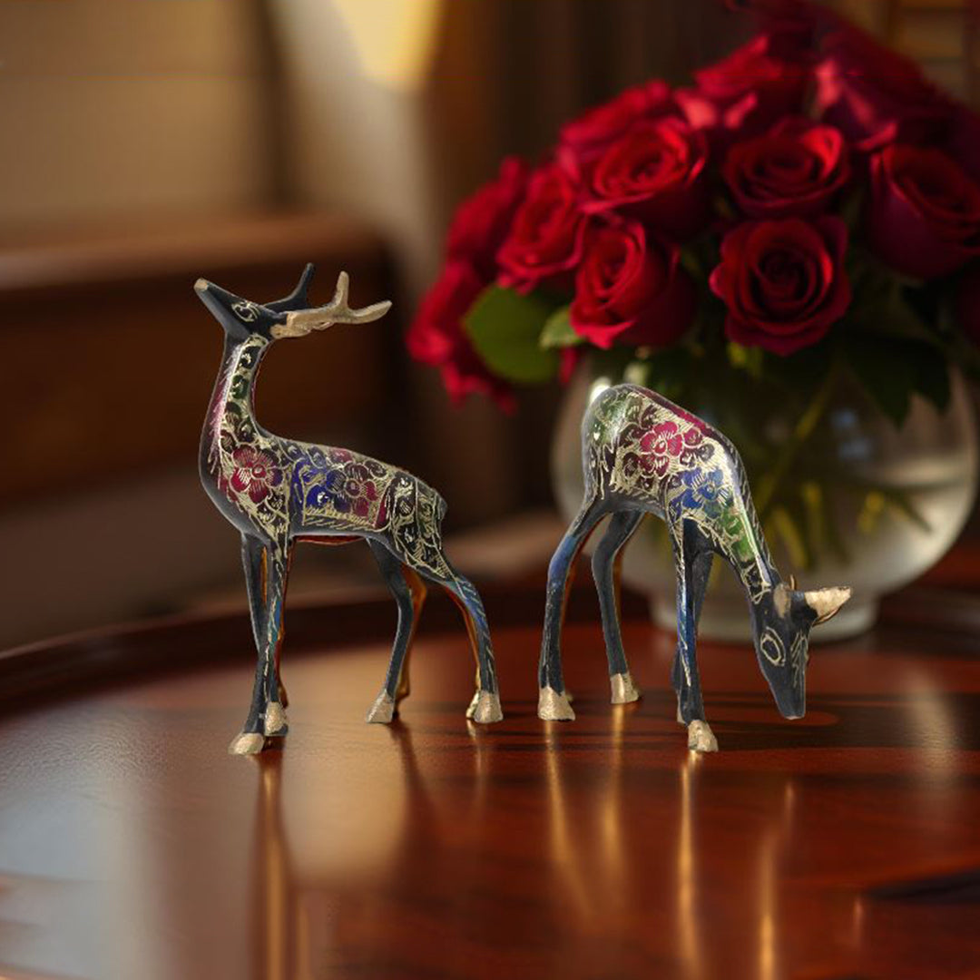 Vintage Brass Deer Pair