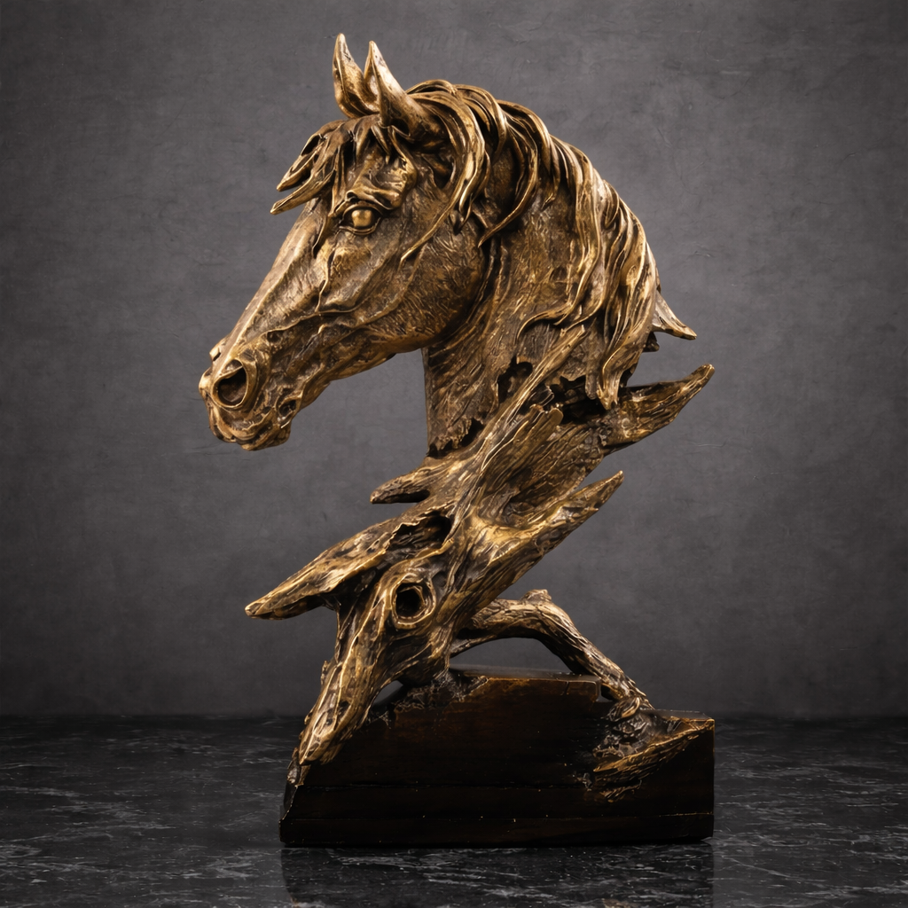 Luxury Resin Horse Sculpture Statue | Western Style Home & Office Decor