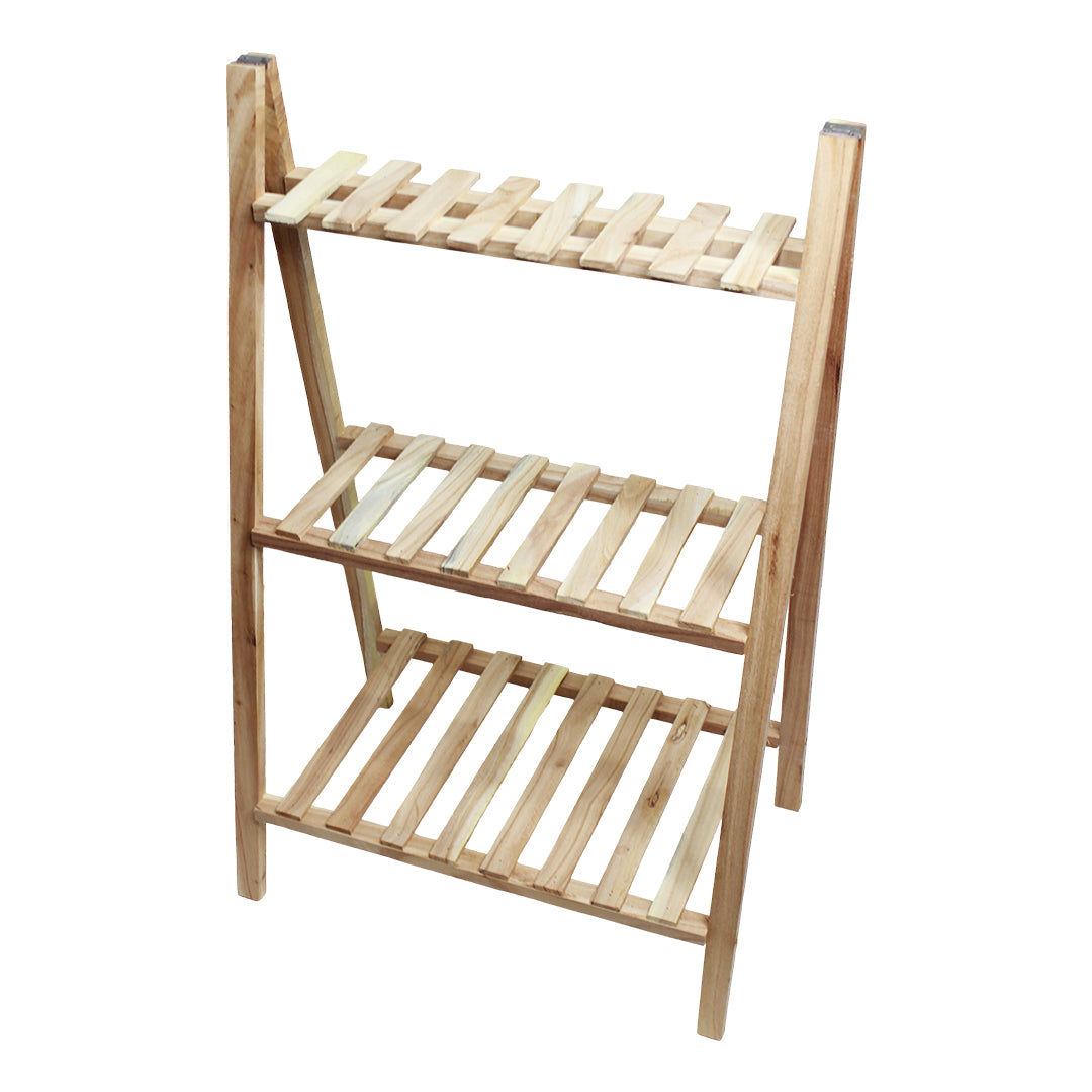 3 Tier Wooden Ladder Shelf – Rustic Wood Bookcase, Bathroom Storage Organizer