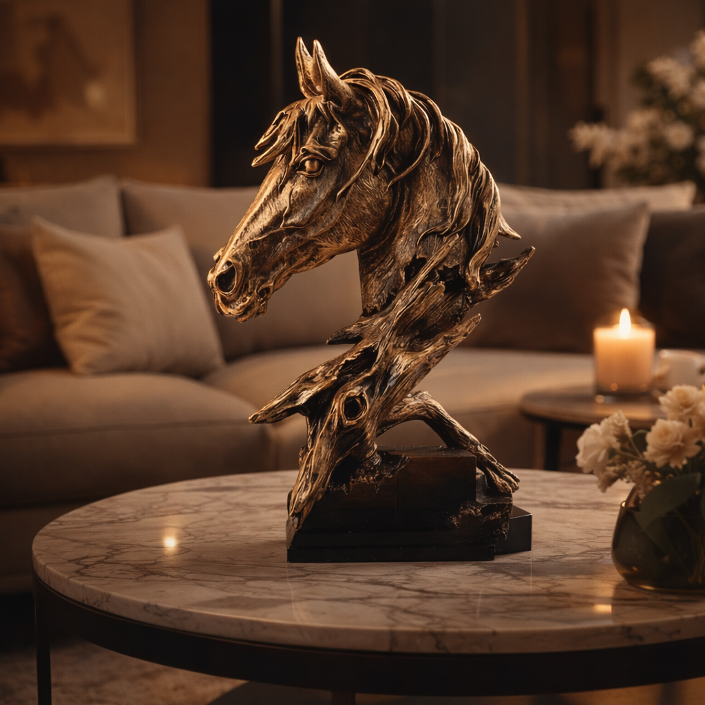 Luxury Resin Horse Sculpture Statue | Western Style Home & Office Decor