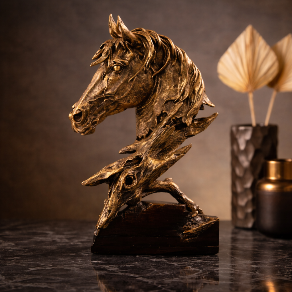 Luxury Resin Horse Sculpture Statue | Western Style Home & Office Decor