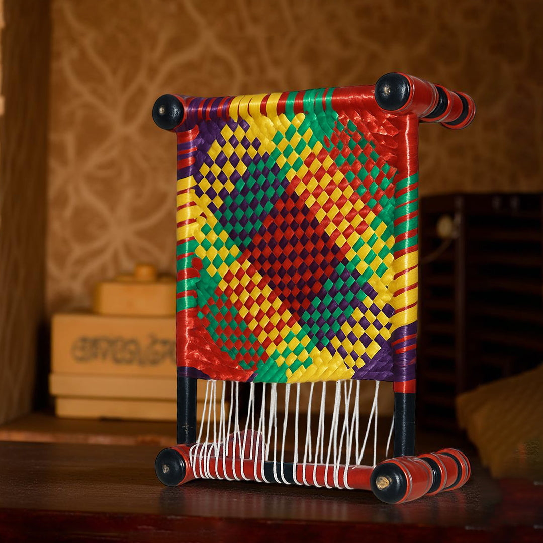 Wooden Miniature Handwoven Charpai / Manji | Colorful Wooden Mini Bed
