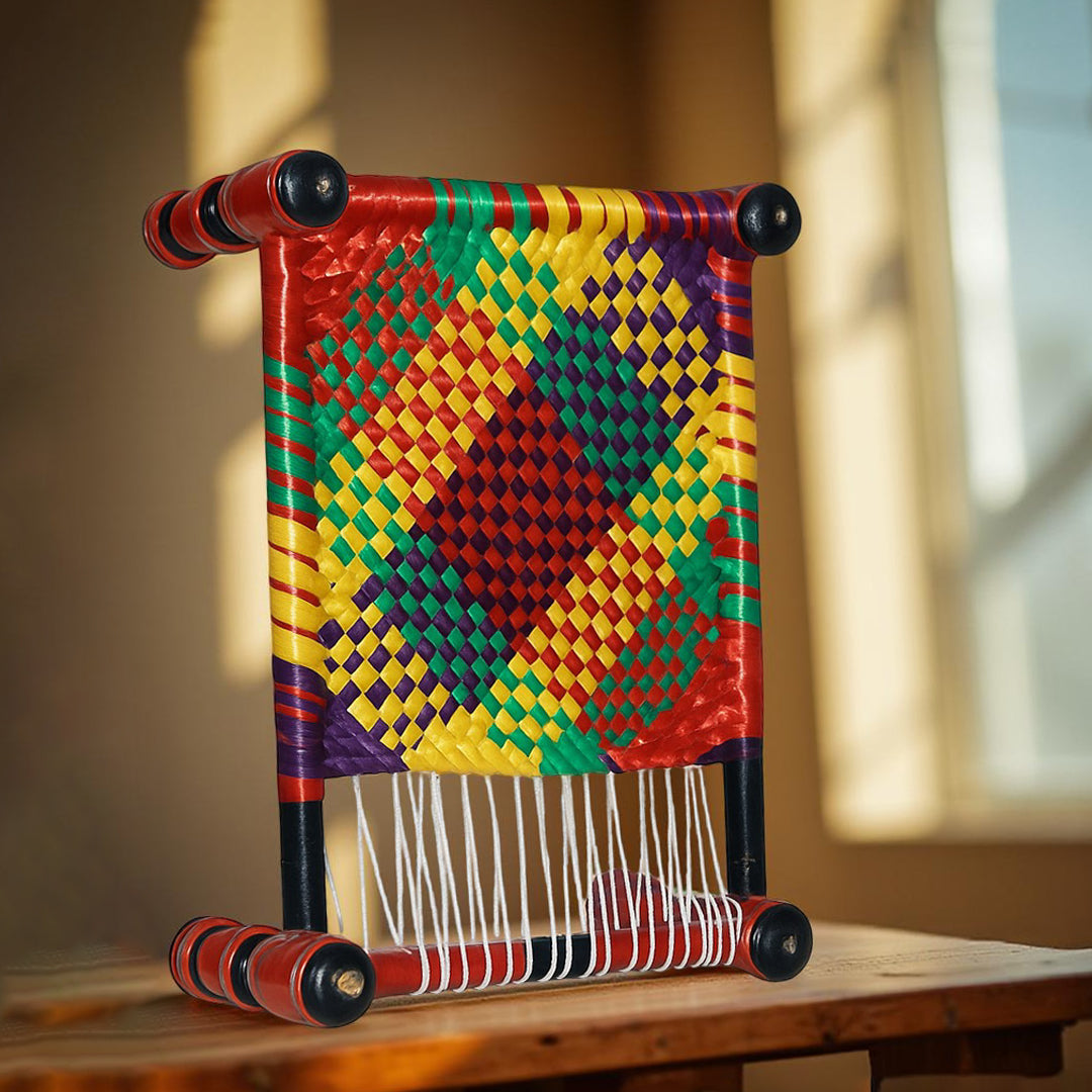 Wooden Miniature Handwoven Charpai / Manji | Colorful Wooden Mini Bed