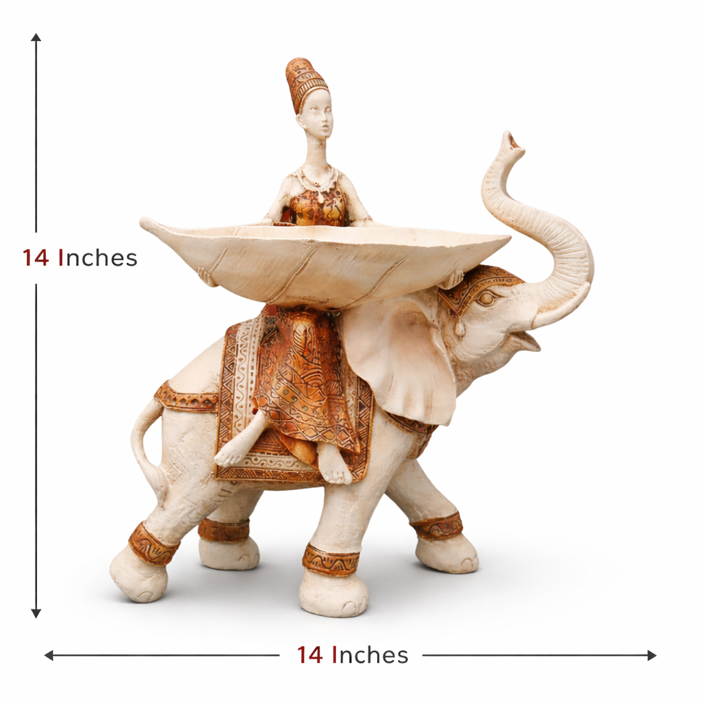 Traditional Royal Woman on Elephant Sculpture