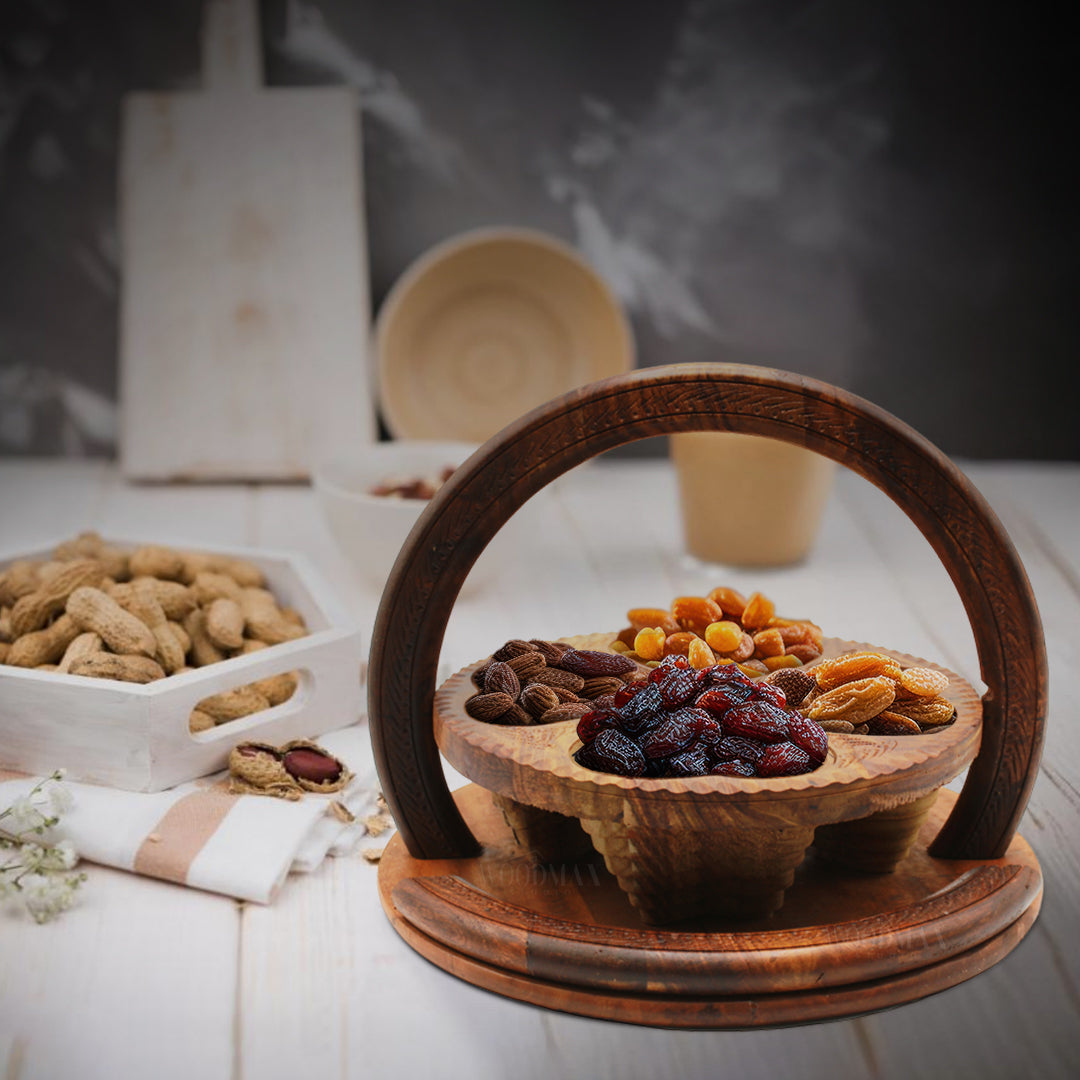 Handcrafted Wooden Dry Fruit Basket