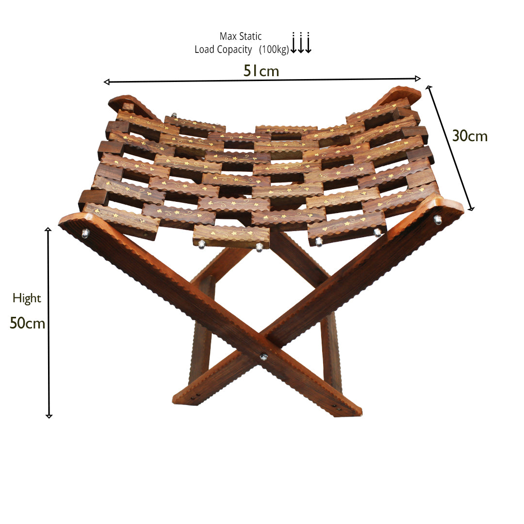 Wooden Folding Stool - Handmade Rustic Stool Farmhouse decor, Compact & Portable