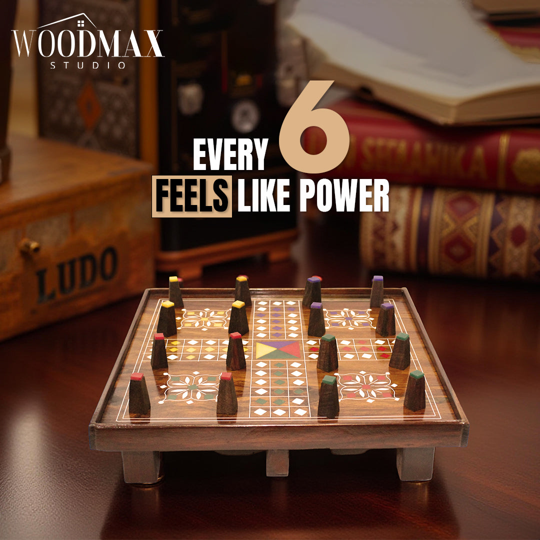 Traditional Handmade Wooden Ludo Game, Family Bead Play, Eco-Friendly