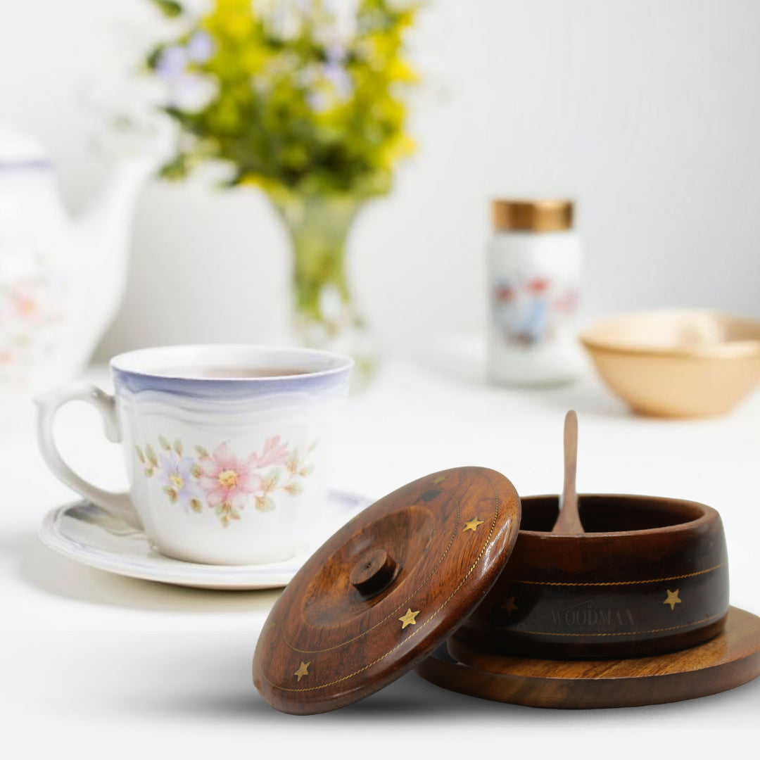 Handcrafted Wooden Sugar Pot