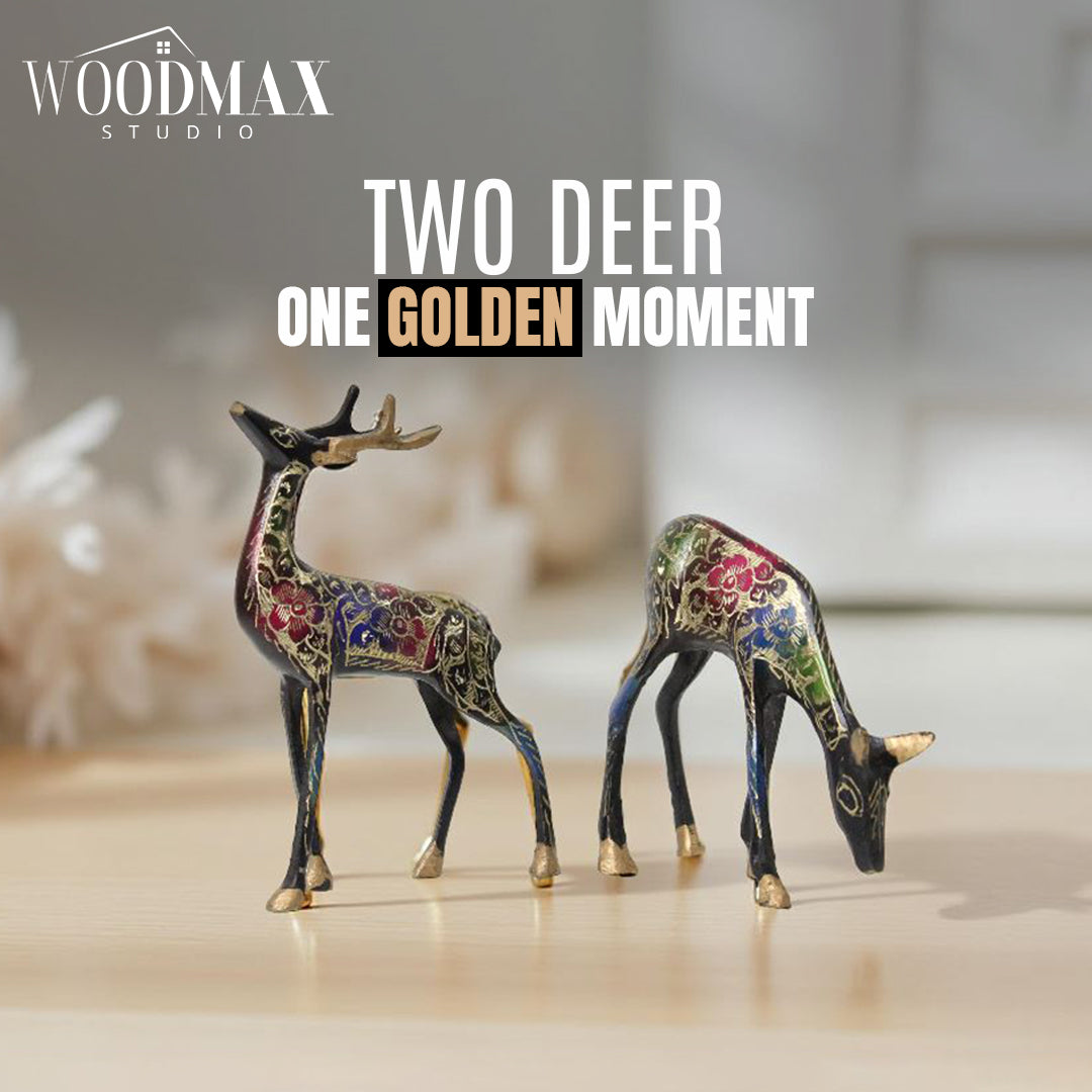 Vintage Brass Deer Pair