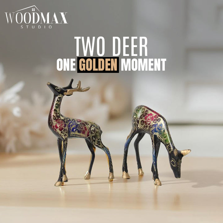 Vintage Brass Deer Pair