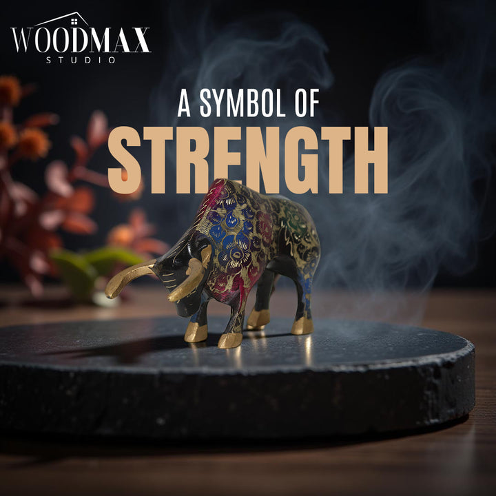 Hand Painted Brass Bull – Vintage Fighting Statue
