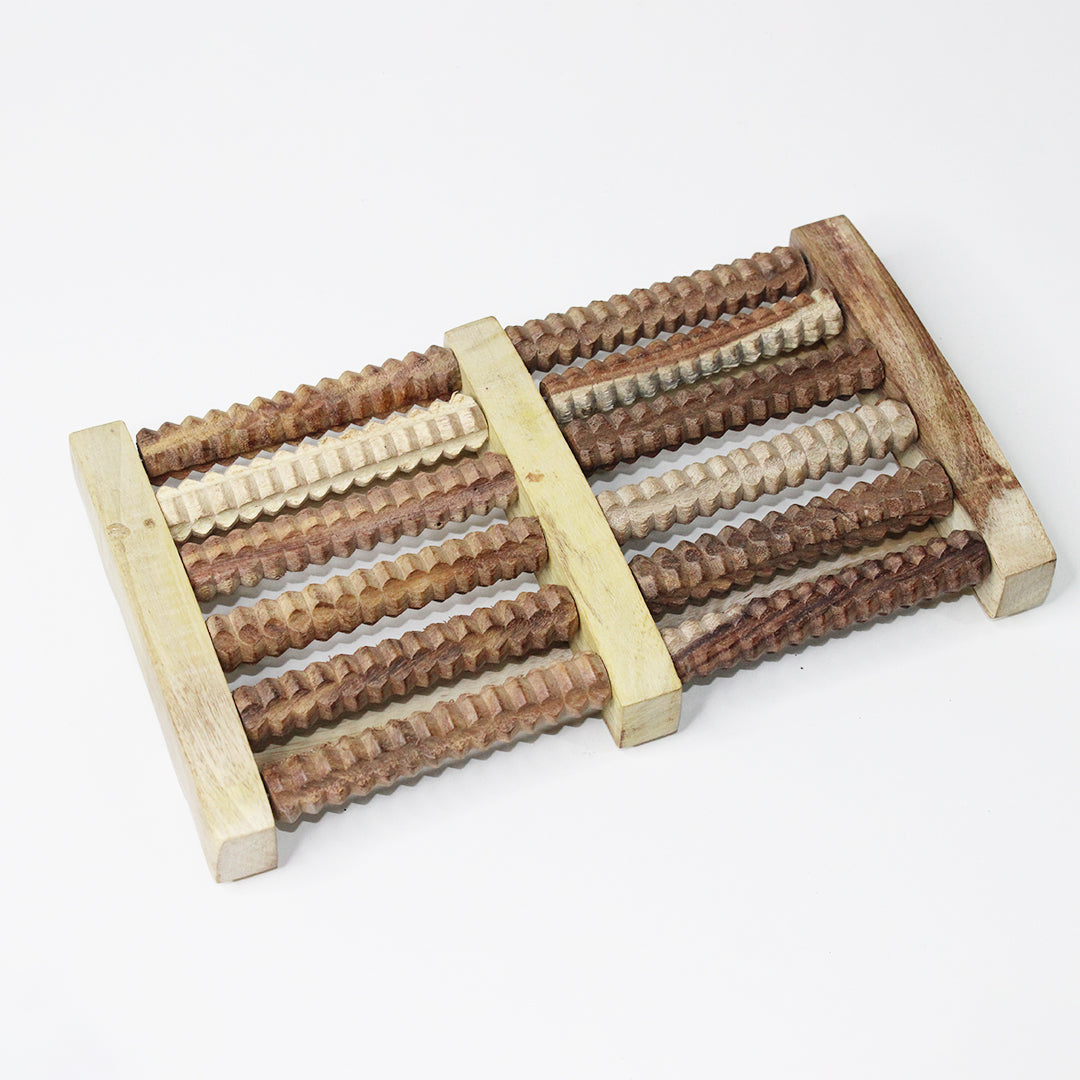 Wooden Foot Massager 6 Roller Reflexology | Handcrafted Pain Relief | Daily Wellness Gift