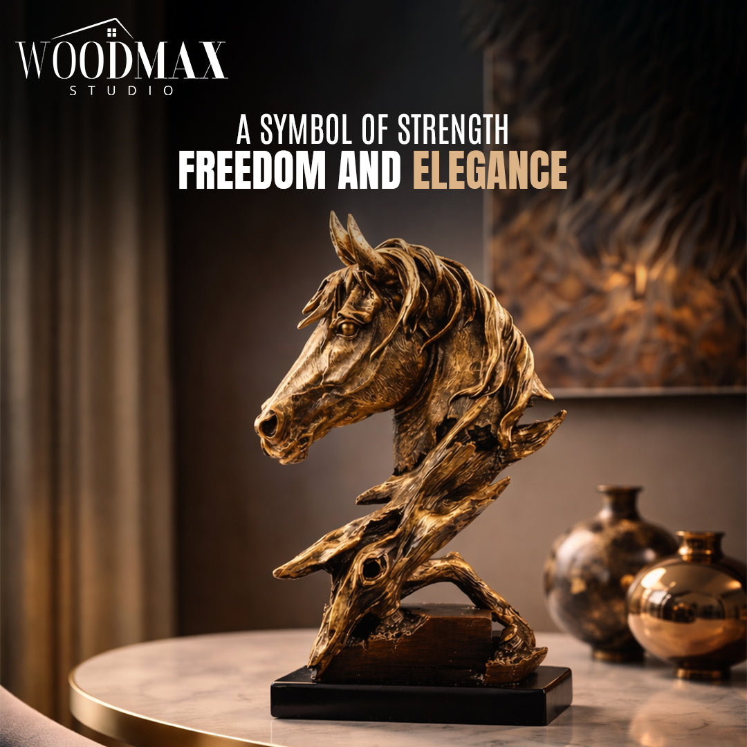 Luxury Resin Horse Sculpture Statue | Western Style Home & Office Decor