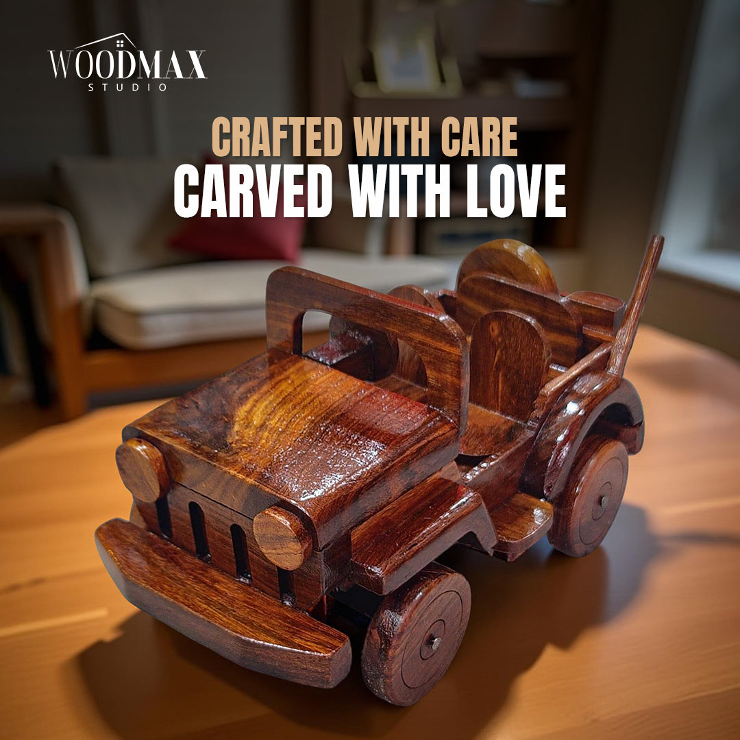 Personalized Wooden Toy Jeep – Baby Boy Gift, Keepsake Birthday Present