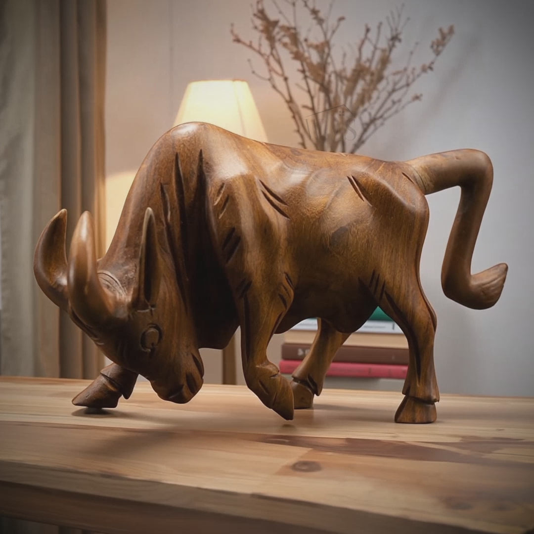 Handcrafted Wooden Bull